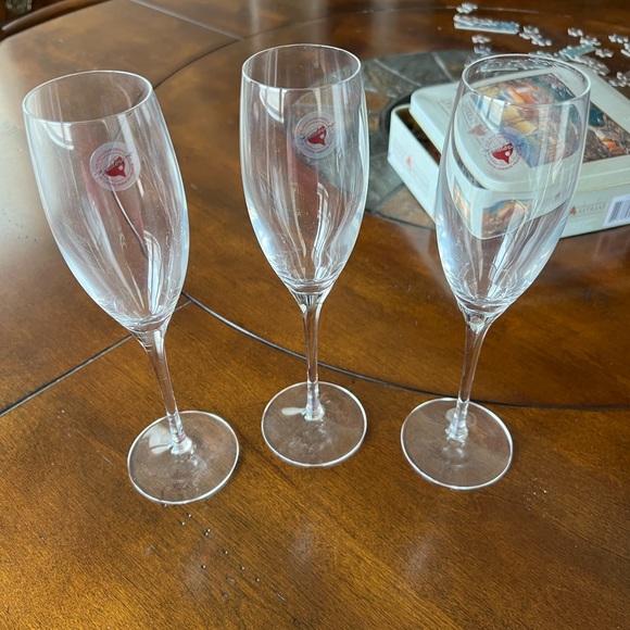 Cristal D'arques Mendocino Set of 3 French 24% Lead Crystal Champagne Flutes - Picture 2 of 10